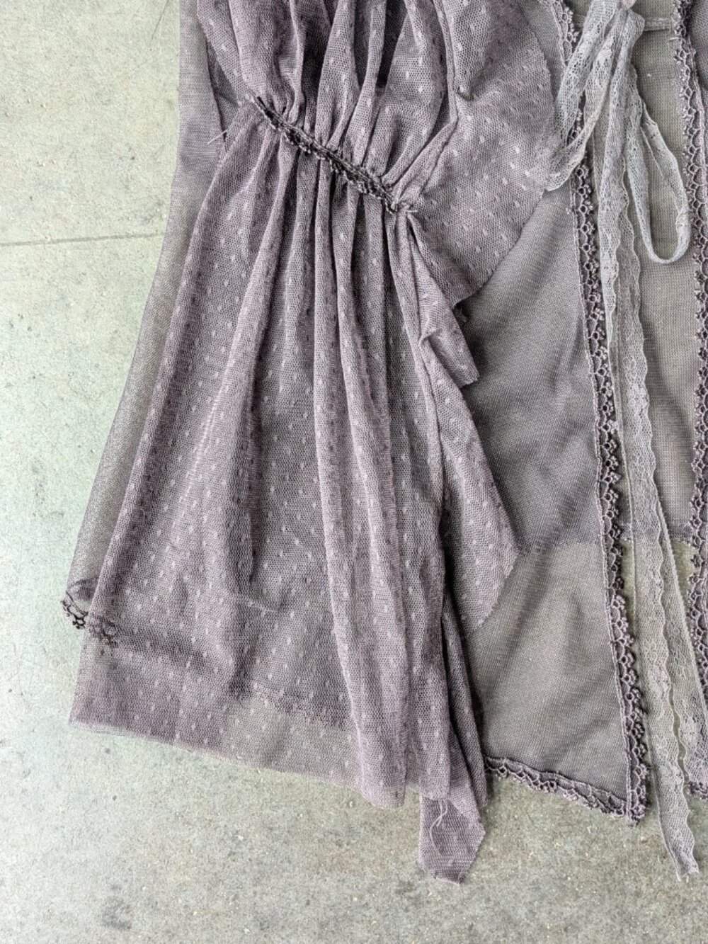 Daytrip Fairycore Whimsigoth Gray Sheer Lace Mesh Sleeveless Top small - Picture 6 of 9